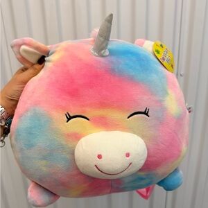 Rainbow Unicorn Plush with Silver Horn